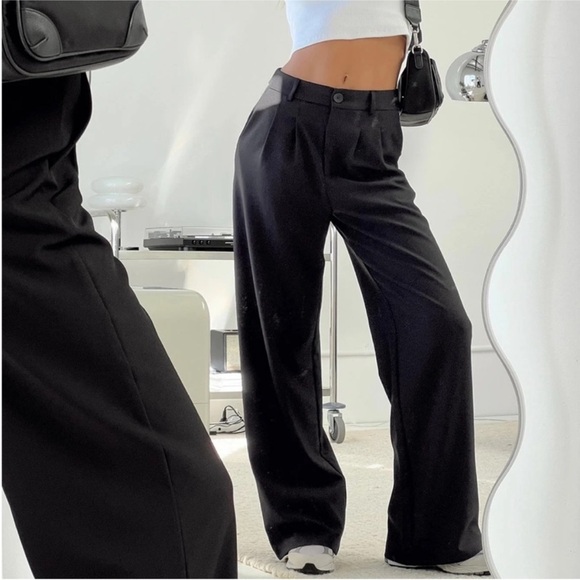 Princess Polly Pants - Princess Polly Archer Black Wide Leg High Waisted Pants